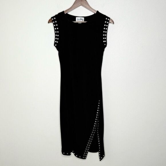 Joseph Ribkoff NWT Vintage Black Dress w/ Silver Embellishments - US size 6 - Picture 5 of 7